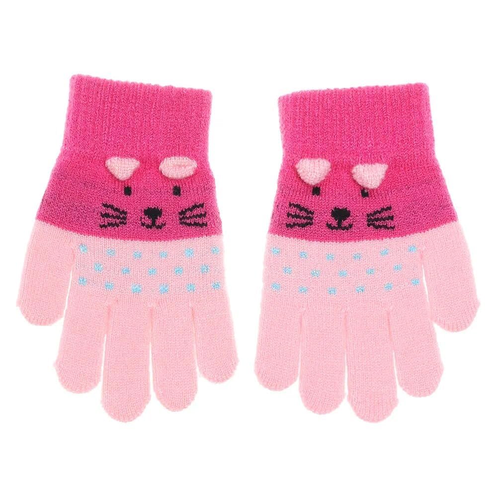 X-LENTWinter Warm Gloves Knitted Full Finger Gloves Lovely For Glove Stretchy Cartoon Crochet Gloves For Toddler Kids Cute
