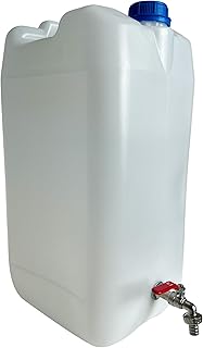 Wasserkanister mit Hahn, Trinkwasser Kanister mit Zapfhahn 1/2'' Gewinde Verzinkt, Wassertank BPA-frei, Wasserbehälter mit Schraubdeckel, Perfekt für Camping