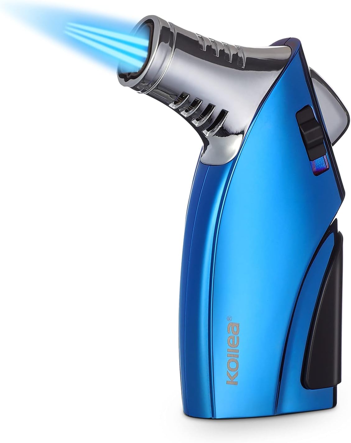 KolleaWindproof Lighter, Triple Jet Lighter with Punch and Safety Lock, Refillable Butane Jet Torch Lighter, Lighters Gift for Men -Blue