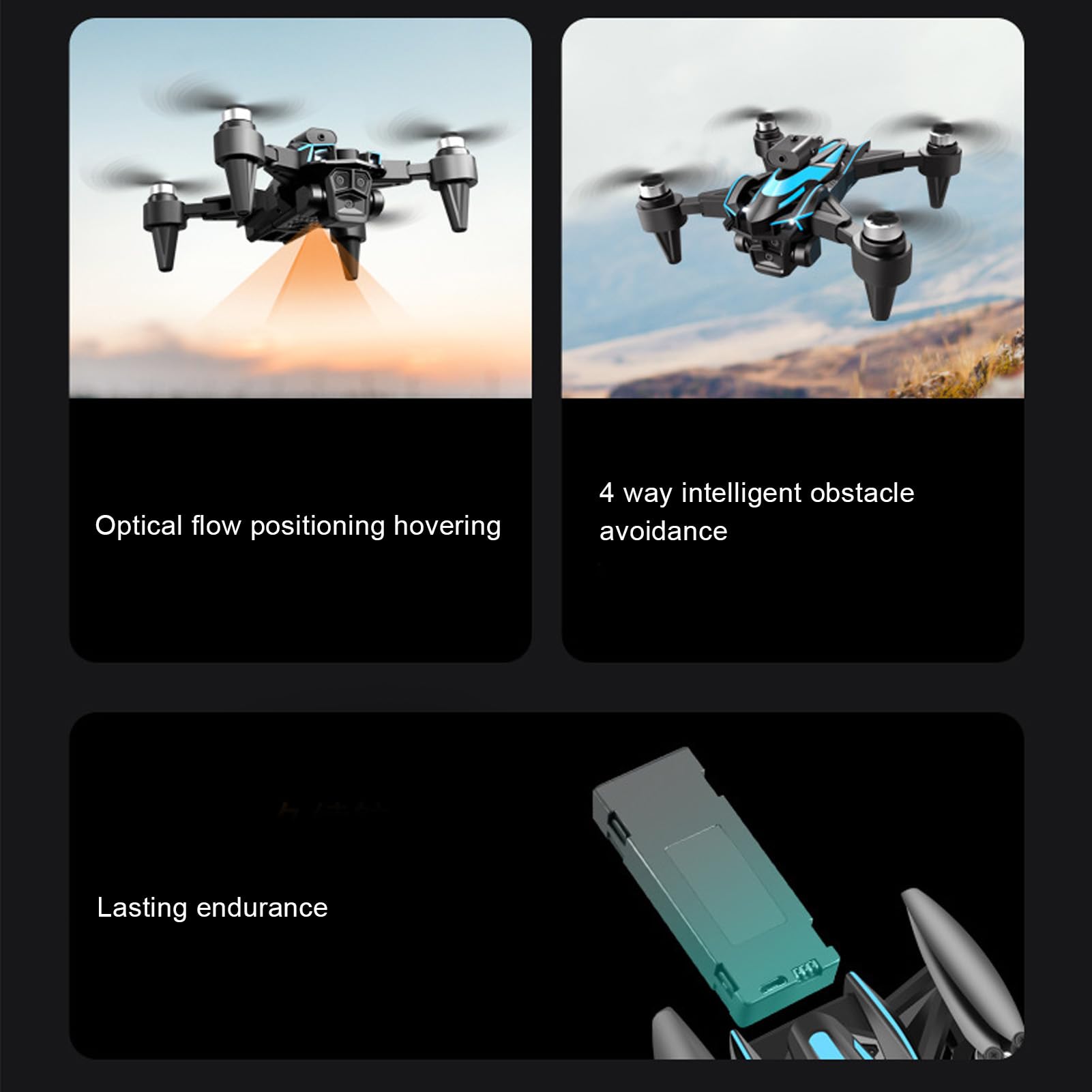 Drone con Motore Brushless e Telecamera 4K, Mini Droni FPV, Quadricottero RC Pieghevole con Evitamento Ostacoli a 4 Vie, Posizionamento del Flusso Ottico, Rotazione a 360°
