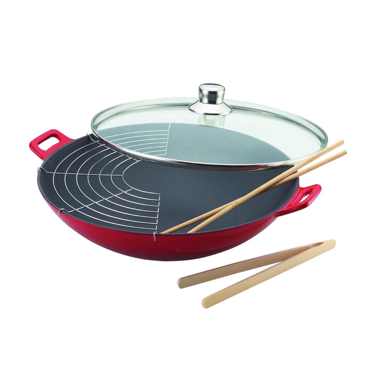 BAUMALU Wok fonte - 36 cm - Rouge