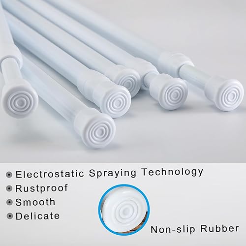 Miniatura 4 de Goowin - 6 barras de tensión para ventanas, sin perforación, a prueba de óxido, barra de cortina de tensión ajustable para puertas, ventanas, barras