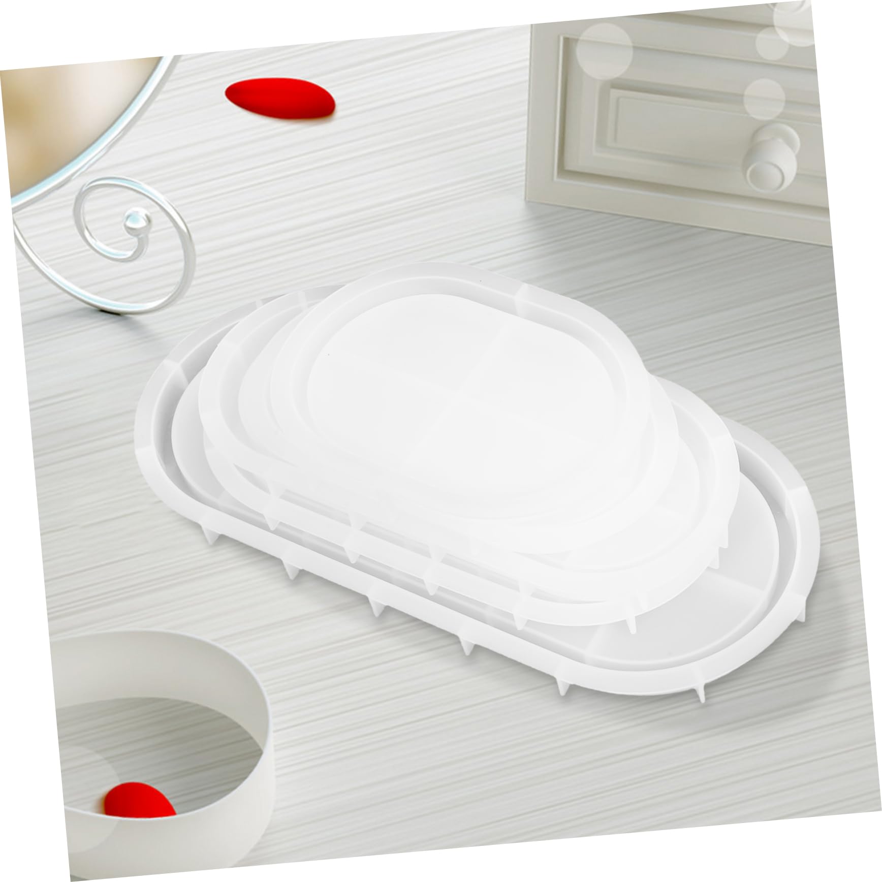5stücke Teilige Ovale Silikonform Für Tablett Harz-epoxid-gussform Mit Kanten Für Diy-bastel-schmuckhalter Behälterplatten Herstellung Von Accessoires