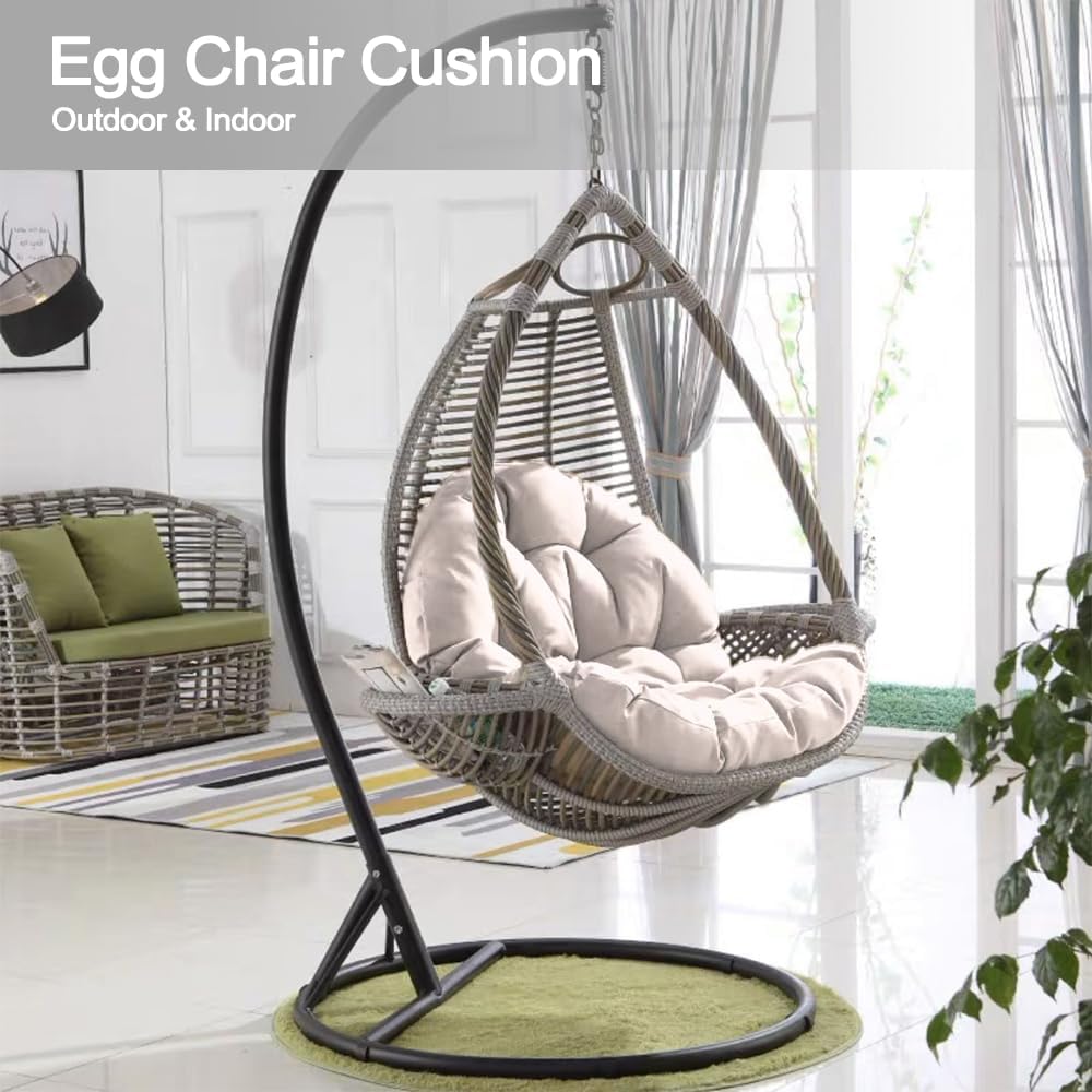 Egg Chair Cushion Replacement for Hanging Egg Chair Thicken Comfortable Hanging Chair Cushion Outdoor Grey(Only Cushion) Hammock Chair Cushion