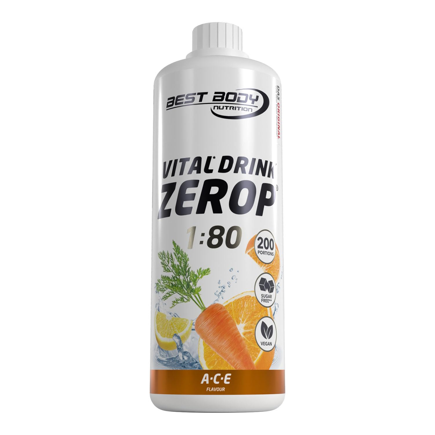Best Body Nutrition ZEROP Vital Zuckerfreies Getränkekonzentrat Sirup A-C-E Ohne Aspartam 1 L ergibt 80 L Getränk Fitness Drink mit Vitaminen B1 B6 Niacin Kalorienarm Wassersprudler