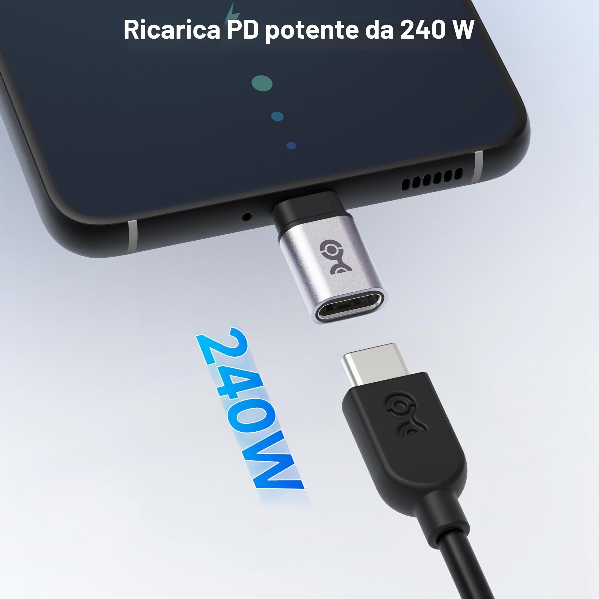 Cable Matters 2-Pack, Adattatore Estensore USB C 40Gbps 240W, Femmina a Maschio/Tipo C