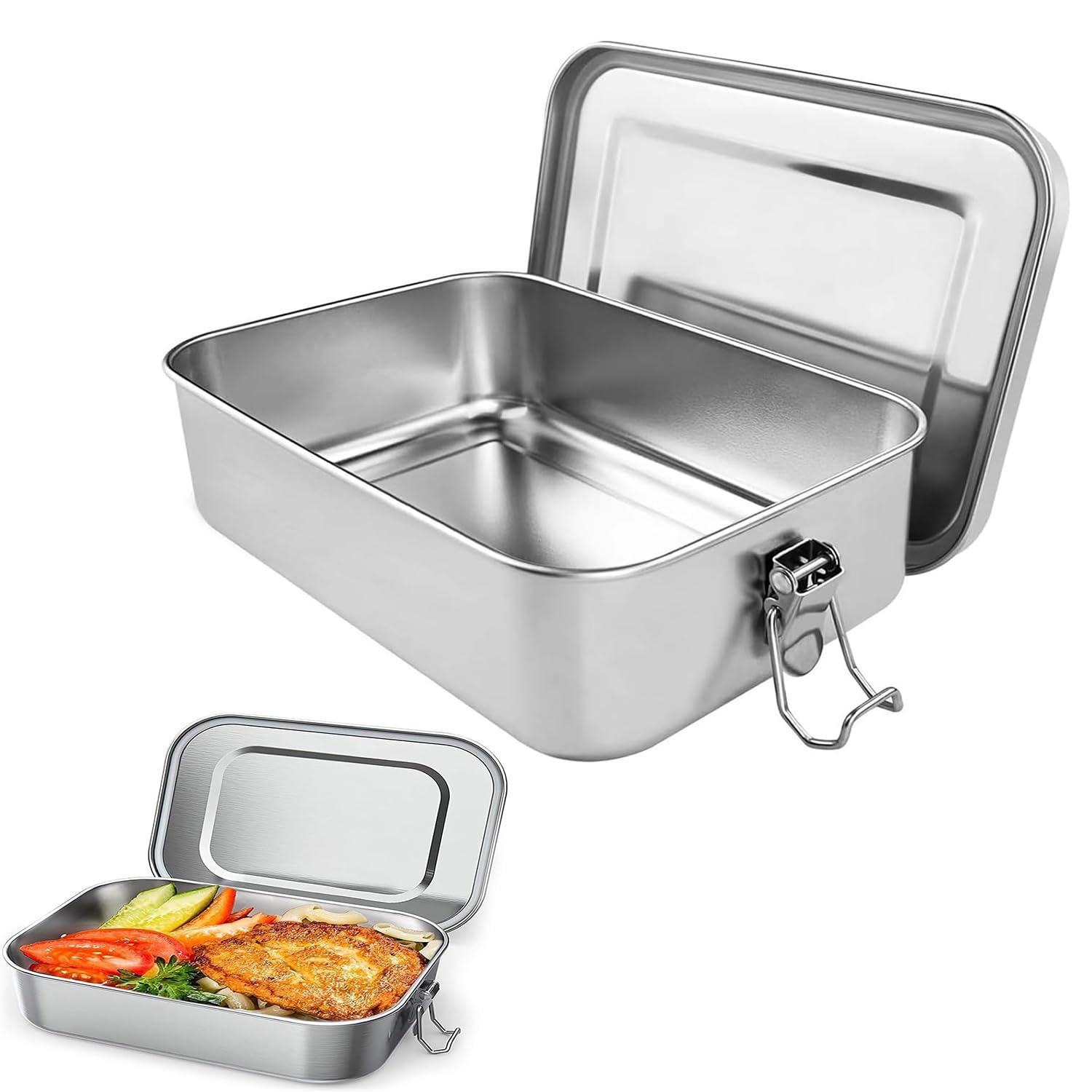 800 ml Pranzo In Acciaio Inox, Porta Pranzo in Metallo, Lunch Box in Acciaio Inox, con Guarnizione in Silicone, A Prova Di Perdite, Adatto per Scuola, Campeggio, Lavoro (Non Qualificato)