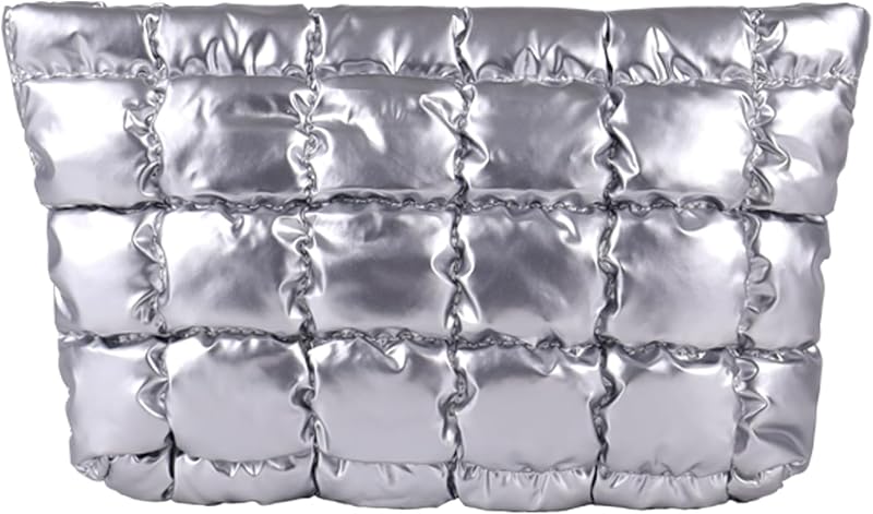Necessaire de maquiagem matelassê Puffy HFLZBRO prata