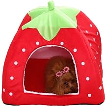 Mipcase Pet Bed Pet Bed Foldable Insulated Dog House Outdoor Dog House Indoor Doghouse Dog Bed Strawberry Nest Red Warm Pad Indoor