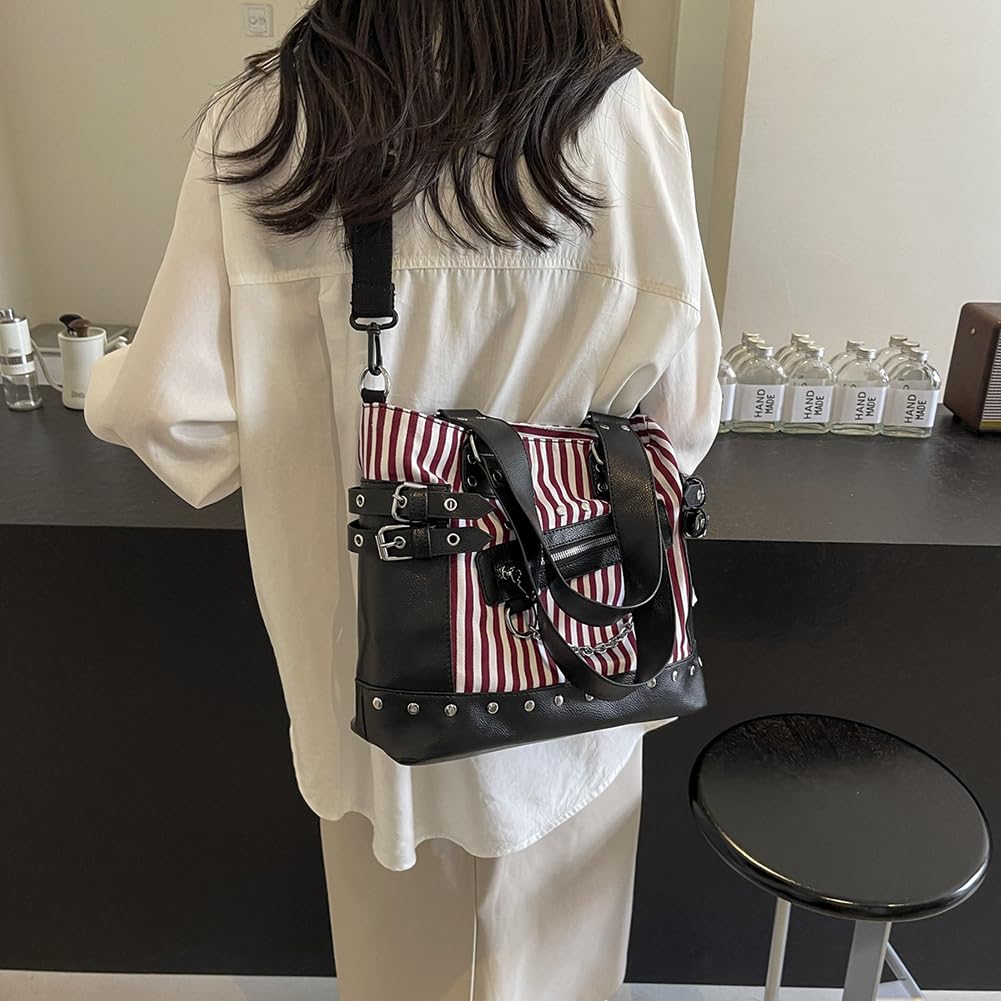 Bolso bandolera para mujer, con tachuelas, de gran capacidad, elegante bolso de hombro