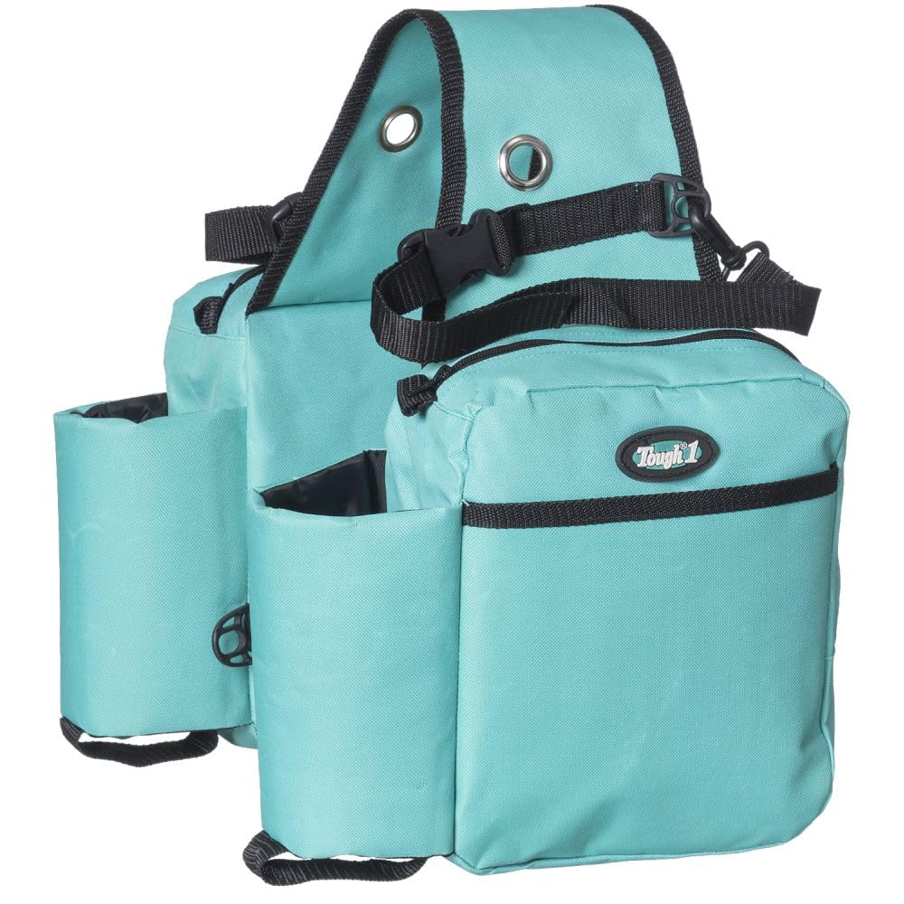 Tough 1 Nylon Water Bottle/Gear Carrier Saddle Bag, Turquoise/Brown