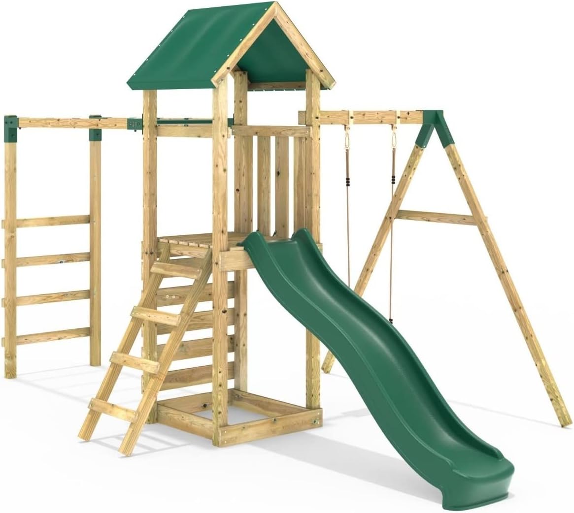 Rebo® Children's Adventure Playset Wooden Climbing Frame with Monkey