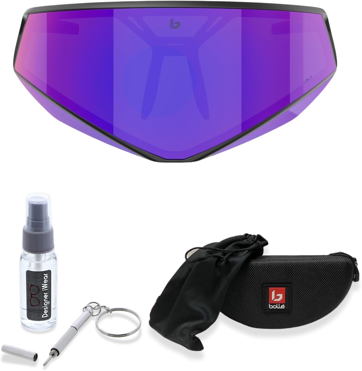 bollé Alien Wraparound Shield Sunglasses For Men For Women + BUNDLE with ACCESSORY EYEWEAR KIT