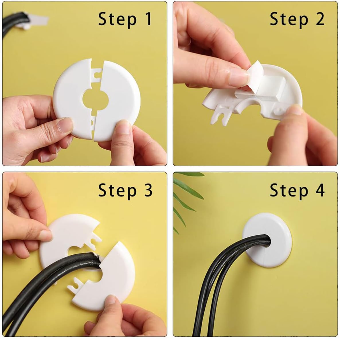 AYLIFU 1PCS Wall Split Flange ABS Round Pipe Decorative Cover Wall-Mounted Self-Adhesive Water Pipe Cover For Water Pipe Faucet Decoration Accessories(Black Round 26mm/1.02inch Aperture)