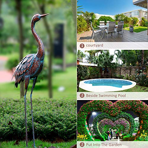 Outdoor Garden Statue Metal Crane Yard Art Decor Heron Statue Bird Sculpture - Thumbnail 7