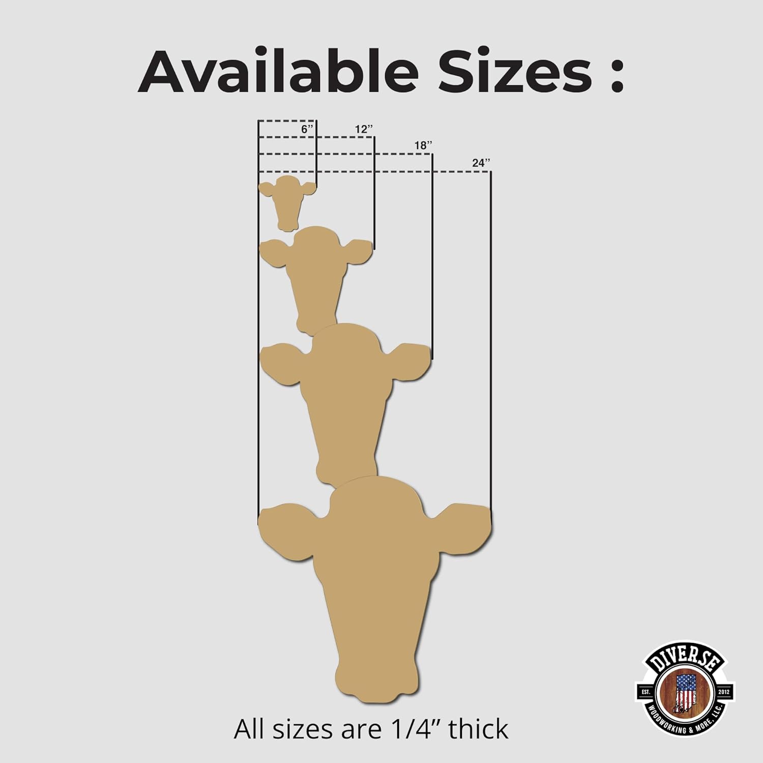 Heifer Cutout Unfinished Wood Cow Country Farm Door Hanger MDF Shape Canvas Style 2 (24")