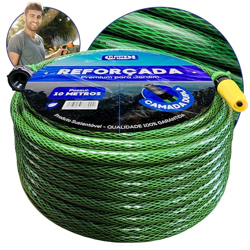 Mangueira de Jardim Esguicho Verde Trançada Reforçada Antitorção 7/16' Original 10m a 50m (10 Metros)