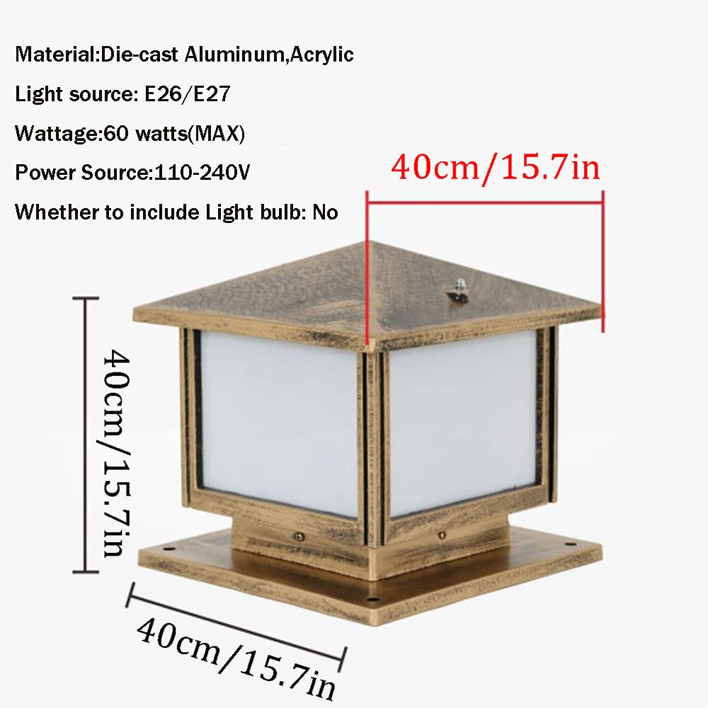 Minimalistyczna czarna lampa ścieżkowa, aluminiowa i akrylowa latarnia zewnętrzna, lampa stołowa filarowa E27, wiejska lampa kolumnowa, Vintage kwadratowa lampa ogrodowa