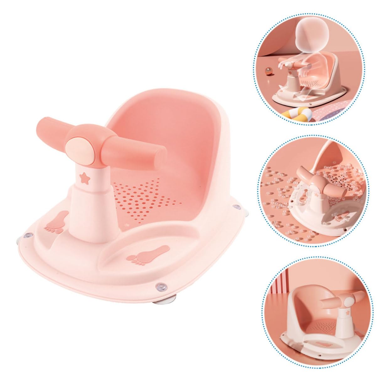 Rosa Babybadewannensitz für Babys und Kleinkinder aus Pp Tpe | Ergonomische Badehilfe, Sichere Sitzhilfe für Zuhause, Praktische Aufbewahrung, für Babys und Kleinkinder