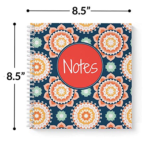 Softcover Modern Floral Notes 8.5" X 8.5" Spiral Notebook/Journal, 120 College Ruled Pages, Durable Gloss Laminated Cover, White Wire-O Spiral. Made In The Usa #TOP2