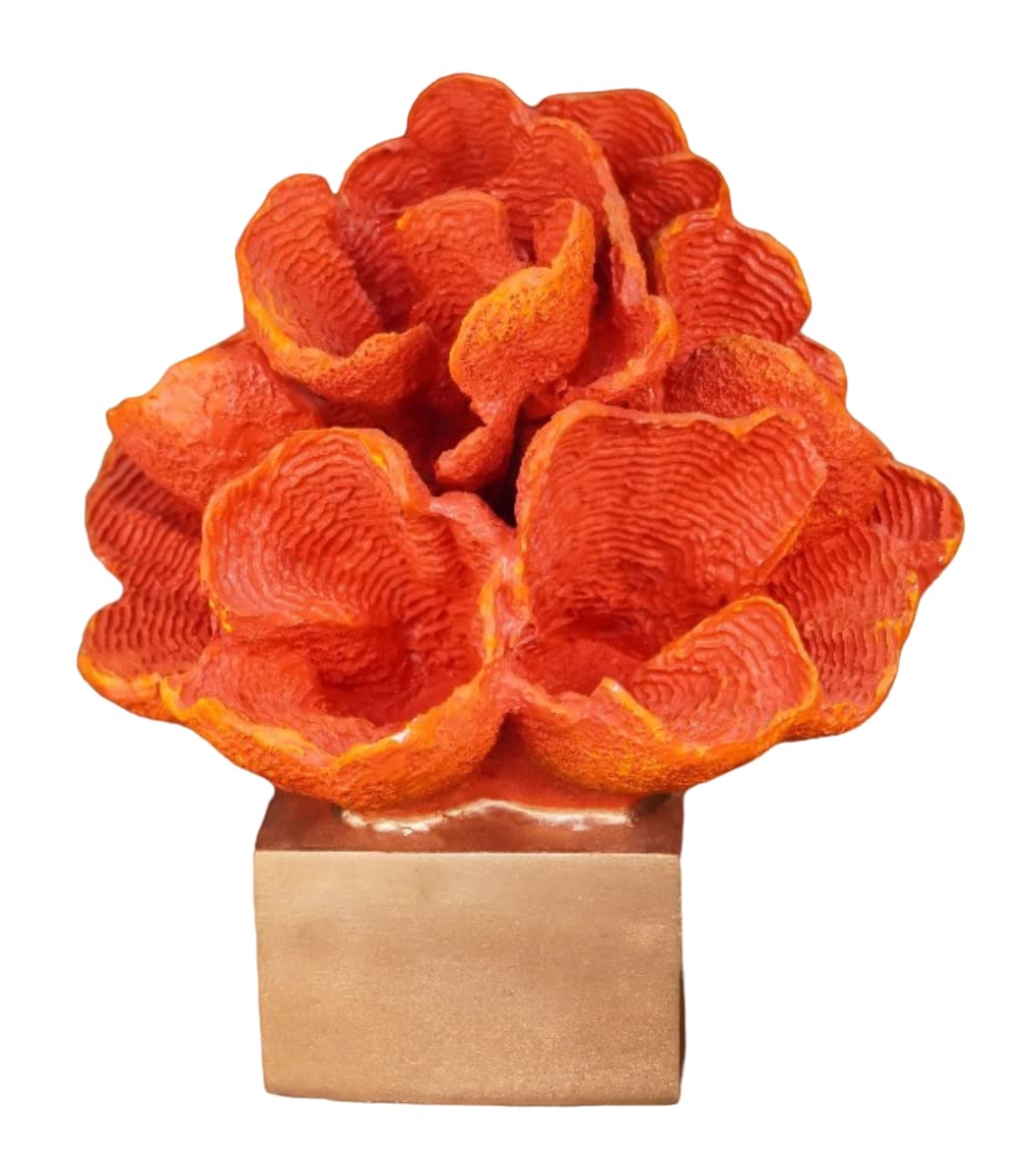 Juego naranja coral (decoración del hogar, artesanía, estatua de mar profundo, misterio del mar) Mukemel Designs -STB0008/9/9z (flor de coral)