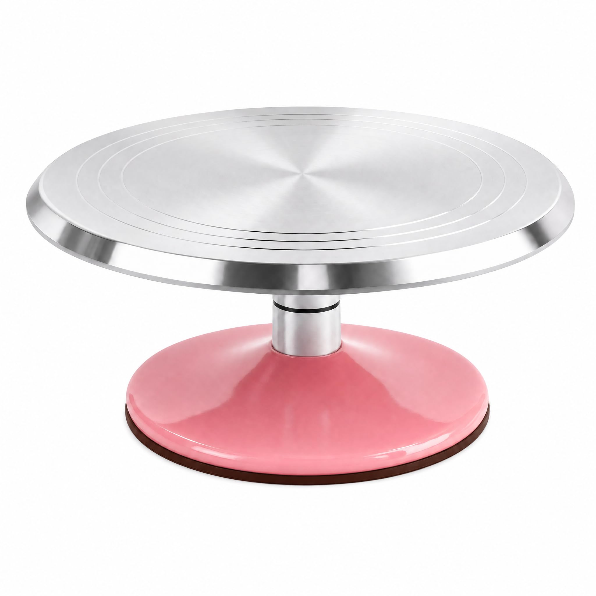 12 Inch Aluminium Alloy Cake Turntable, Detachable Rotating Cake Stand with Smooth 360° Rotation, Pink Cake Decorating Turntable for Buttercream, Fondant, Cupcake and Cake Display