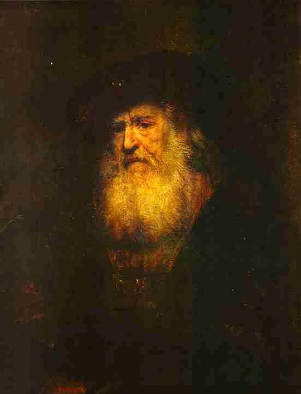 Retrato de un hombre con boina de Rembrandt: cuadro pequeño con marco