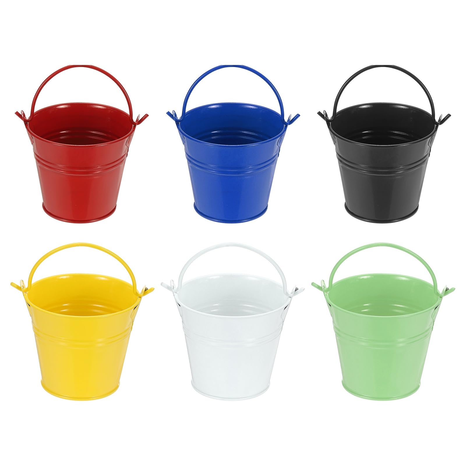 YELARXI Small Metal Buckets, Mini Buckets with Handle Galvanized Colored Tin Pail Containers Basket Party Supplies - Fit for (Halloween - Classroom Crafts) 2.7" & 6Pcs & 6 Colors