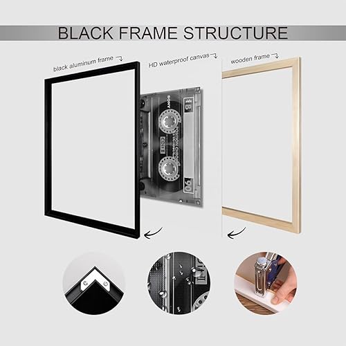 Miniatura 3 de xbsifyiooa Lienzo de música en blanco y negro para pared, póster estético de cassette vintage de los años 80 y 90, impresión temática de música