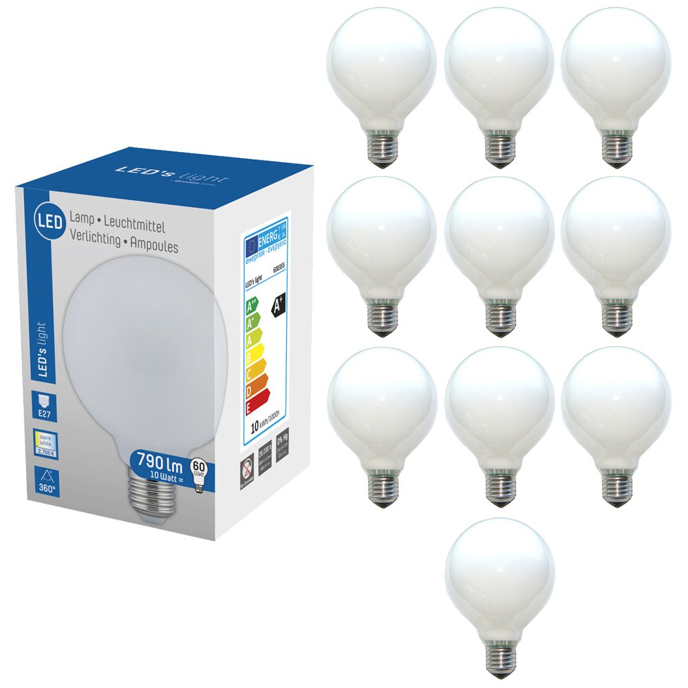 LED 360° Globe Glühbirne G95 10W = 60W E27 matt opal 790lm Glühlampe Sparlampe warmweiß 2700K (10)
