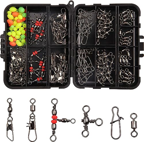 Shaddock Kit de 140 TLG de pesca Wibel incluye rodamientos de bolas de bolas de remolino a presión barril triple remolino de pesca para juego de accesorios de pesca