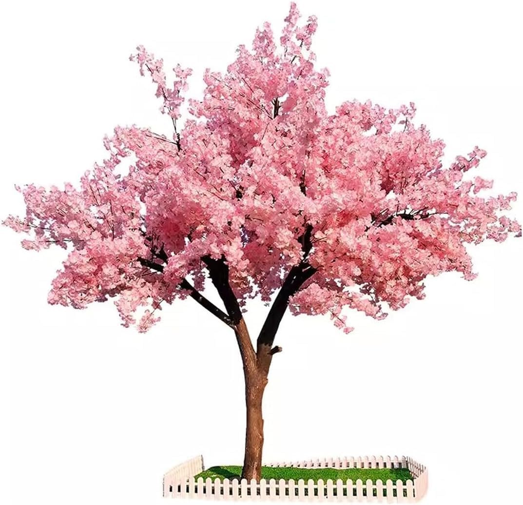 HCZKIUJY 1.8x1.5m Artificial Cherry Blossom Tree Large Fake Tree Indoor Outdoor Mall Decor Wishing Tree Simulation Peach Blossom Tree