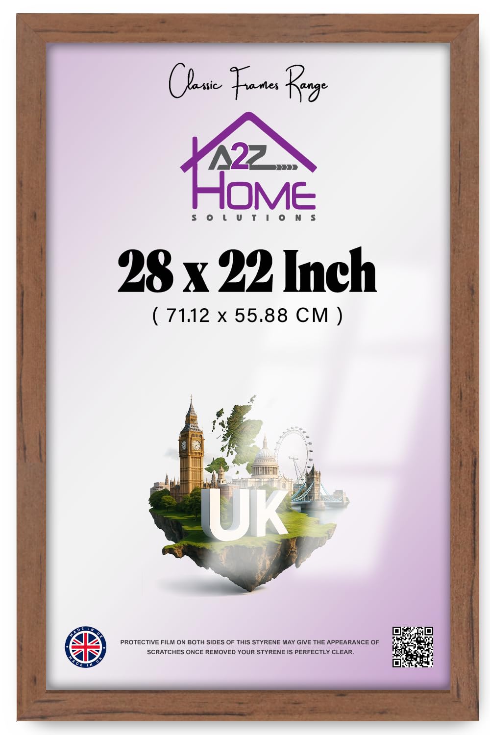 A2Z Home Solutions® Large Wall Picture Frame Stunning Look Quality Backing Landscape & Portrait Display Photo Frame For Wall Poster Canvas Painting Certificate Art Gallery (22x28 cm, Walnut)