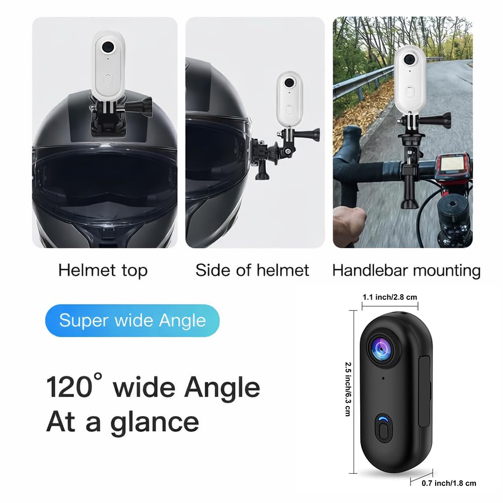Caméra Sport 4K WiFi Étanche Aimanté Mains Libres - Mini Action Cam Portable avec Clip 360° Angle 120°,Enregistrement en Boucle, Caméra Vlog POV pour Moto Casque,Velo, Équitation, Ski et Animaux Noir - 3