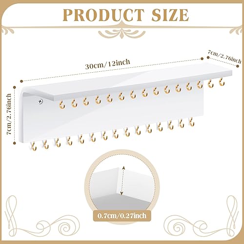 Miniatura 2 de Jetec 2 piezas de acrílico colgante collar organizador montado en la pared con 60 ganchos, organizador de joyas soporte de exhibición para anillos,