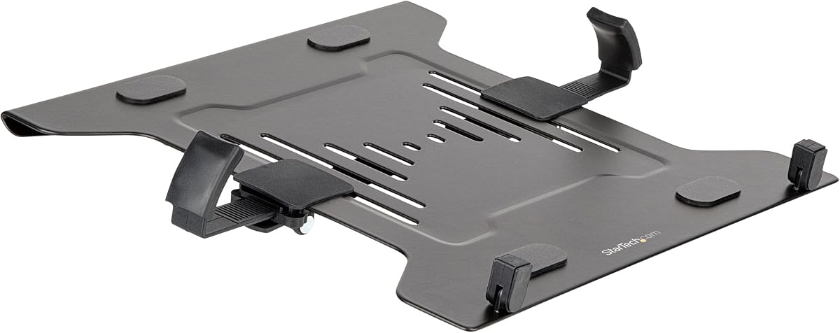 StarTech VESA Laptop Tray up to 9.9lb, Ventilated (Laptop-ARM-Tray) | Adjustable Monitor Arm Laptop Tray Secures Notebooks (4.5kg/9.9lb), 75x75 & 100x100 VESA Holes, For Desk Mounts/Stands