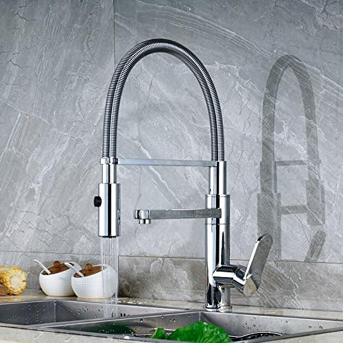 Kitchen Sink Faucet for Bar Farmhouse Commercial, Polished Chrome Bathroom Kitchen Faucet Tap, Deck Mounted Single Handle Hot Cold Water Mixer Tap,