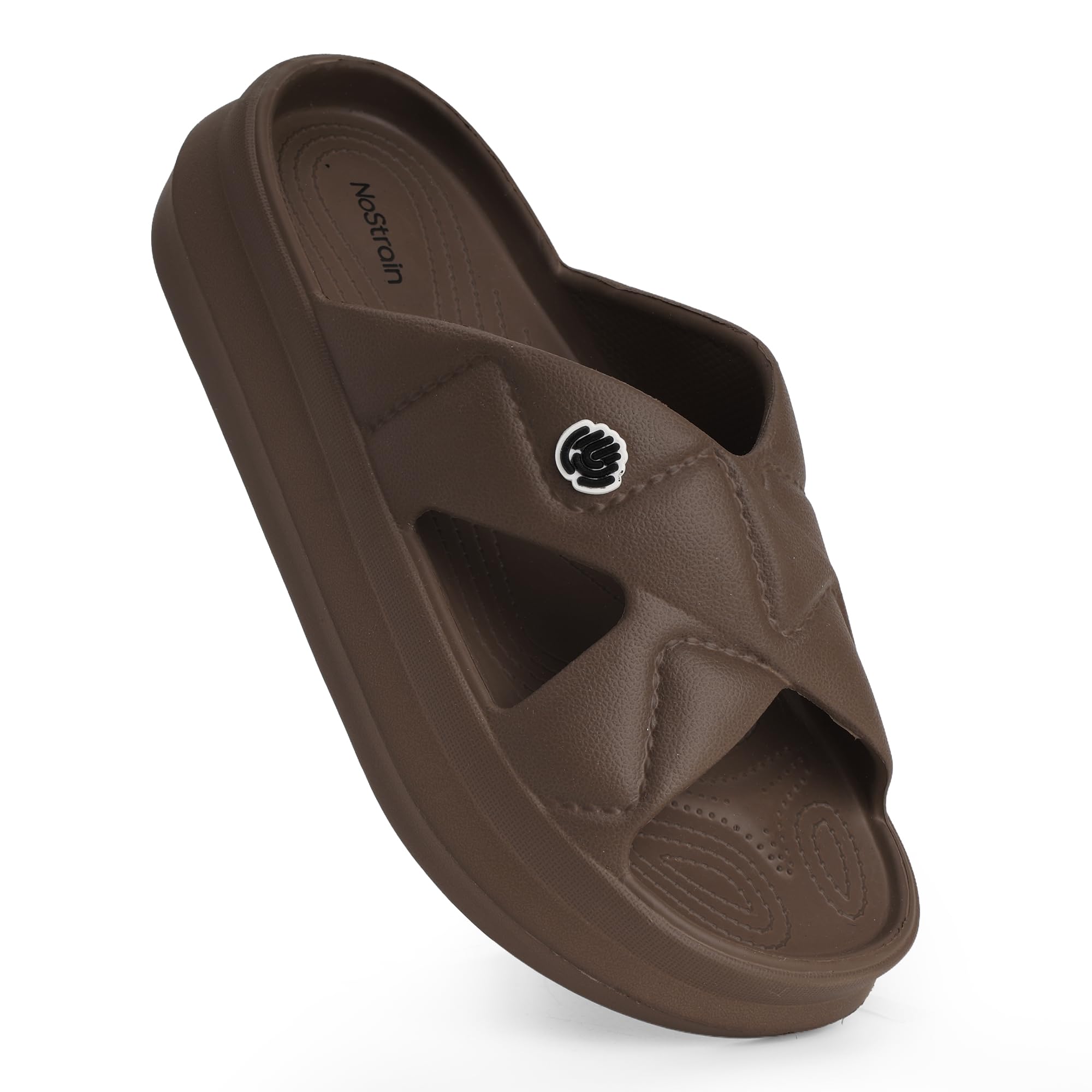 Women’s Waterproof Cross Strap Sandals, Cushioned Soft Sole, Non-Slip EVA Slip-On Sandals