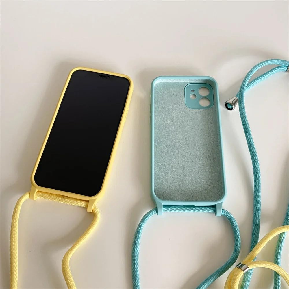 Naszyjnik Crossbody Smycz Pasek Silikonowy Płynny Etui Do iPhone'a 15 13 11 12 14 Pro Max XS XR X 8 7 Plus Miękkie Cukierkowe Etui, Kamelia Czerwona, Do iPhone'a 15 Pro