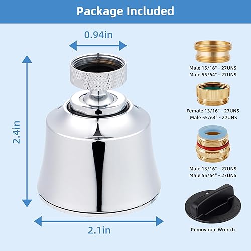 Miniatura 3 de Hygie Rinse Reemplazo de la cabeza del grifo del fregadero de cocina, accesorio rociador de 4 grifos rociadores con giro de ángulo grande, rosca