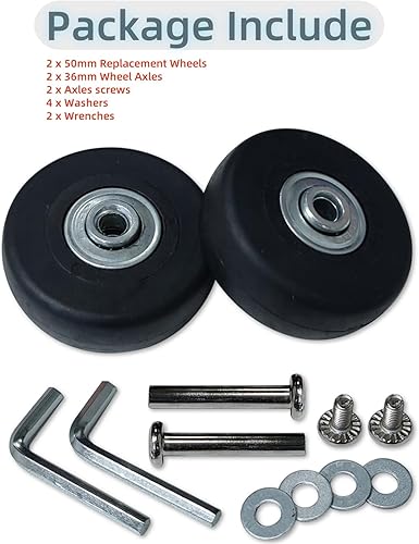 Miniatura 6 de Kit de repuesto de ruedas de equipaje de 1.969 in, rodamientos 608ZZ de 0.236 in, resistentes al desgaste, poliuretano termoplástico, mudo de