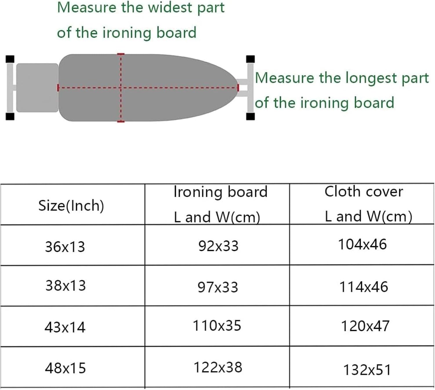 Ironing board cover, Extra Heavy Iron Board Covers, Washable Replacement Cover, Heat Insulation(Gray,43x14inch)