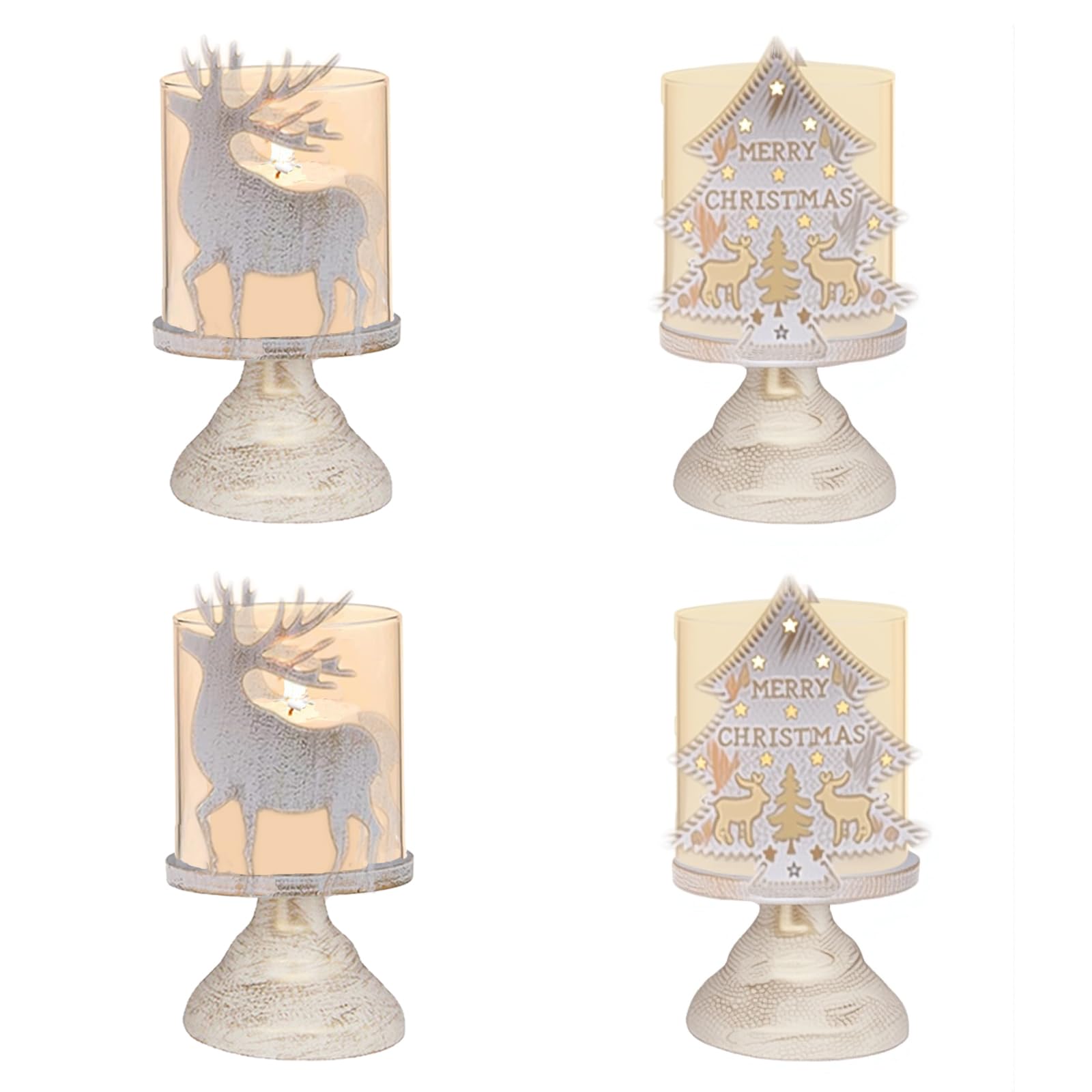 Kikaword White 4Pcs Vintage Metal Pillar Candle Holders Hurricane Candlestick Candle Holders For Christmas Home Table Centres Kitchen Mantle Fireplace Decorations