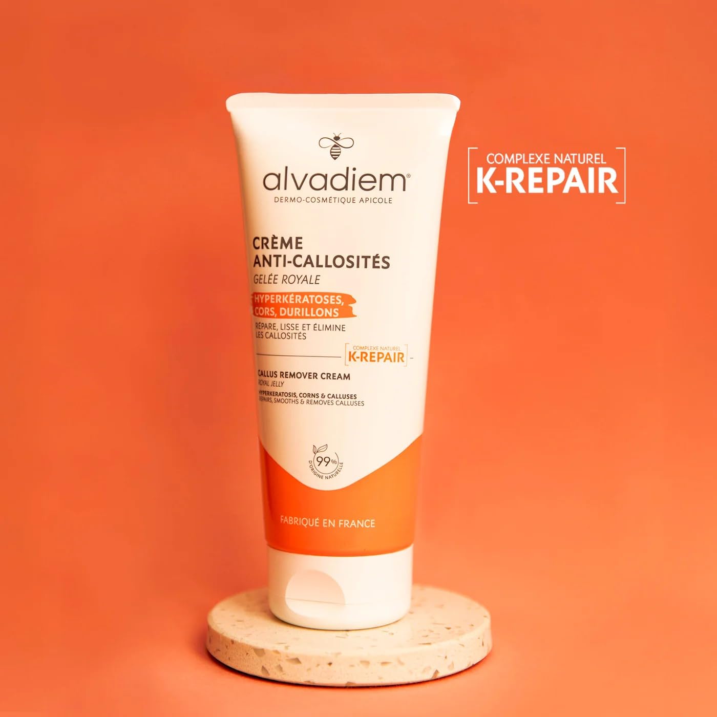 Alvadiem | Crème anti-callosités à la gelée royale | Soin Kératolytique Naturel Haute Tolérance | élimine les callosités | Hydrate & régénère la peau | Fabriqué en France | 75 ml