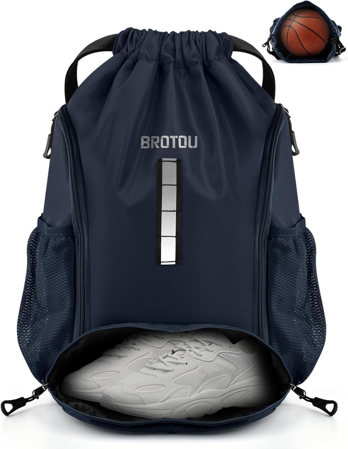 Soccer Drawstring Backpack, Basketball Bag, Volleyball Football Bags with Ball and Shoe Compartment