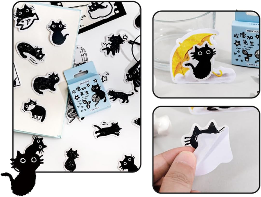 Adorable Mini Black Cat Stickers: Ideal for Scrapbooks, Journals, DIY Decor, Planners, Suitcases, Diaries, Albums, Laptops, Phone Cases, Art Crafts - 45 Designs Available - Image 4