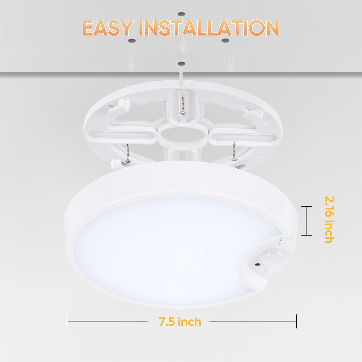 DJBoomy Rechargeable Motion Sensor Ceiling Light: Indoor LED Wireless Ceiling Light with Remote - Cordless Motion Activated Ceiling Lamp with Timer for Closet Hallway Bedroom (Rechargeable)