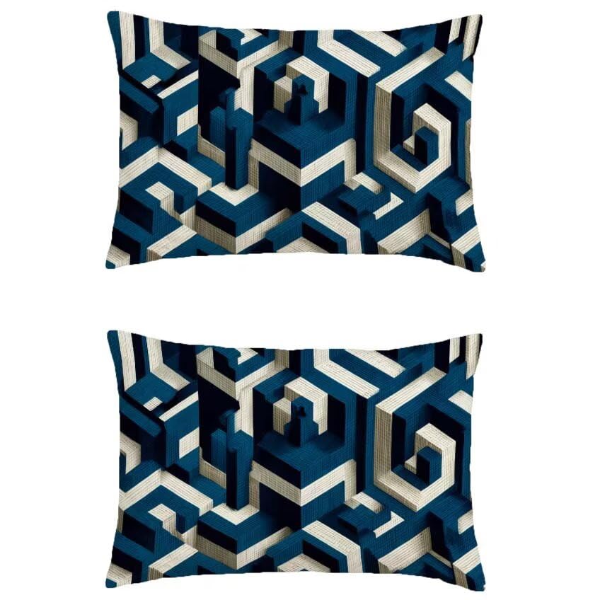 Housse coussin salon de jardin extérieur imperméable 60x90cm géométrique