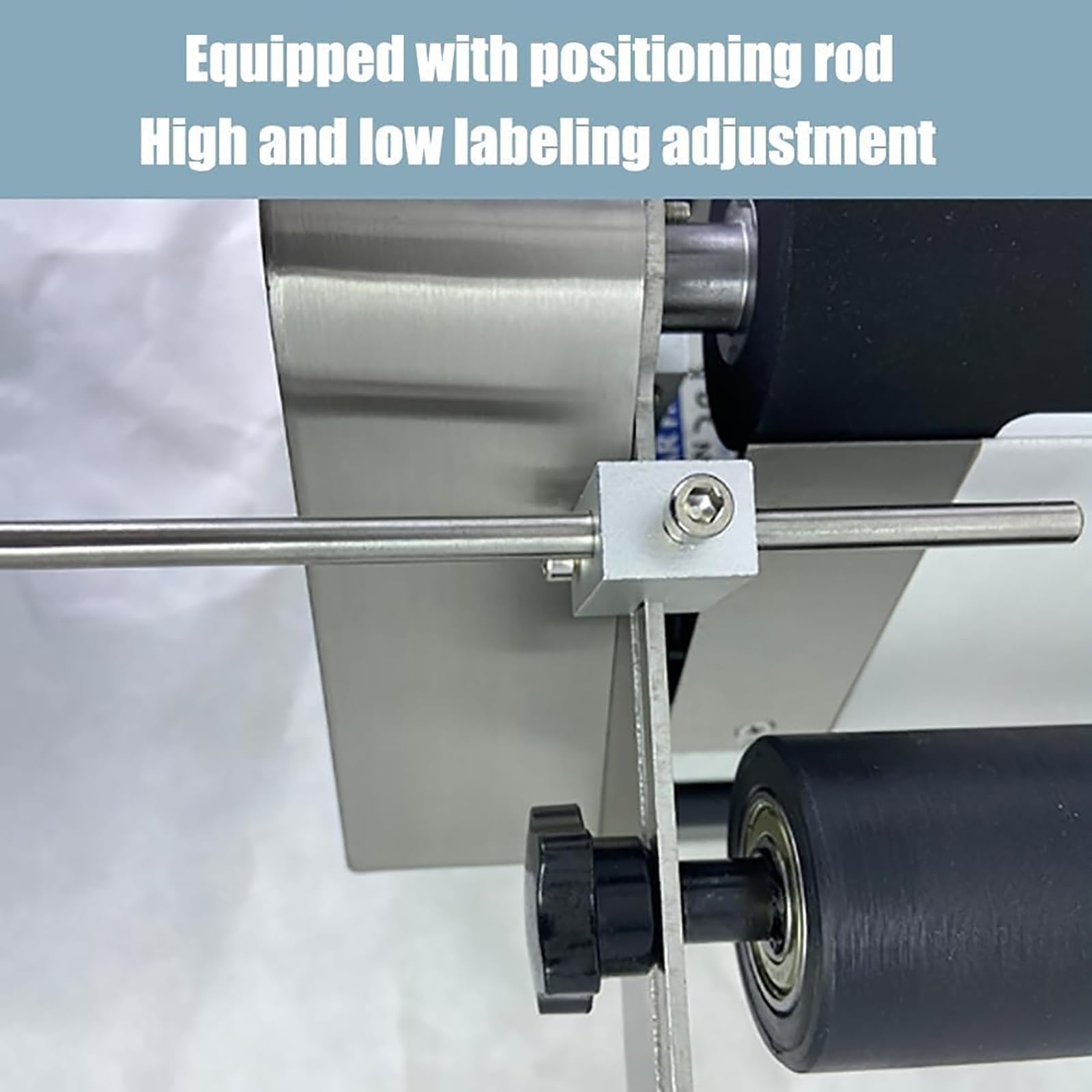 Étiqueteuse de bouteilles, étiqueteuse manuelle avec réglage intelligent, largeur d'étiquette 10-140 mm, design de bras oscillant épais, idéal pour les canettes et les plastiques