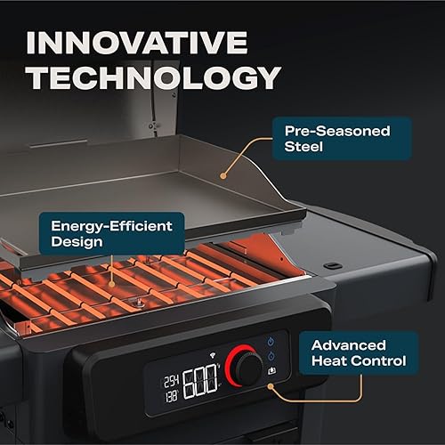 Miniatura 9 de Current Plancha eléctrica inteligente para exteriores, con rango de 200 F a 600 F para asar y asar, precisión digital, apto para apartamentos y